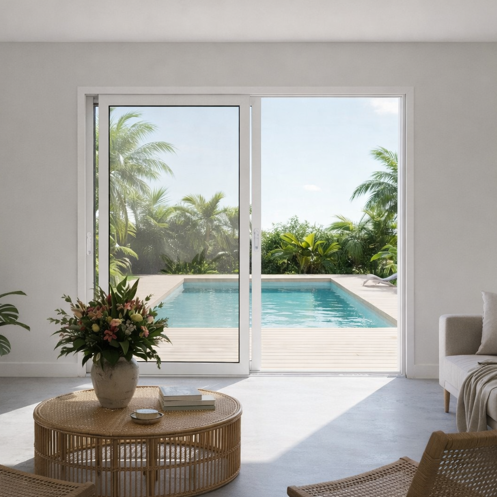 BAIE VITRÉE PVC 2 VANTAUX COULISSANTE