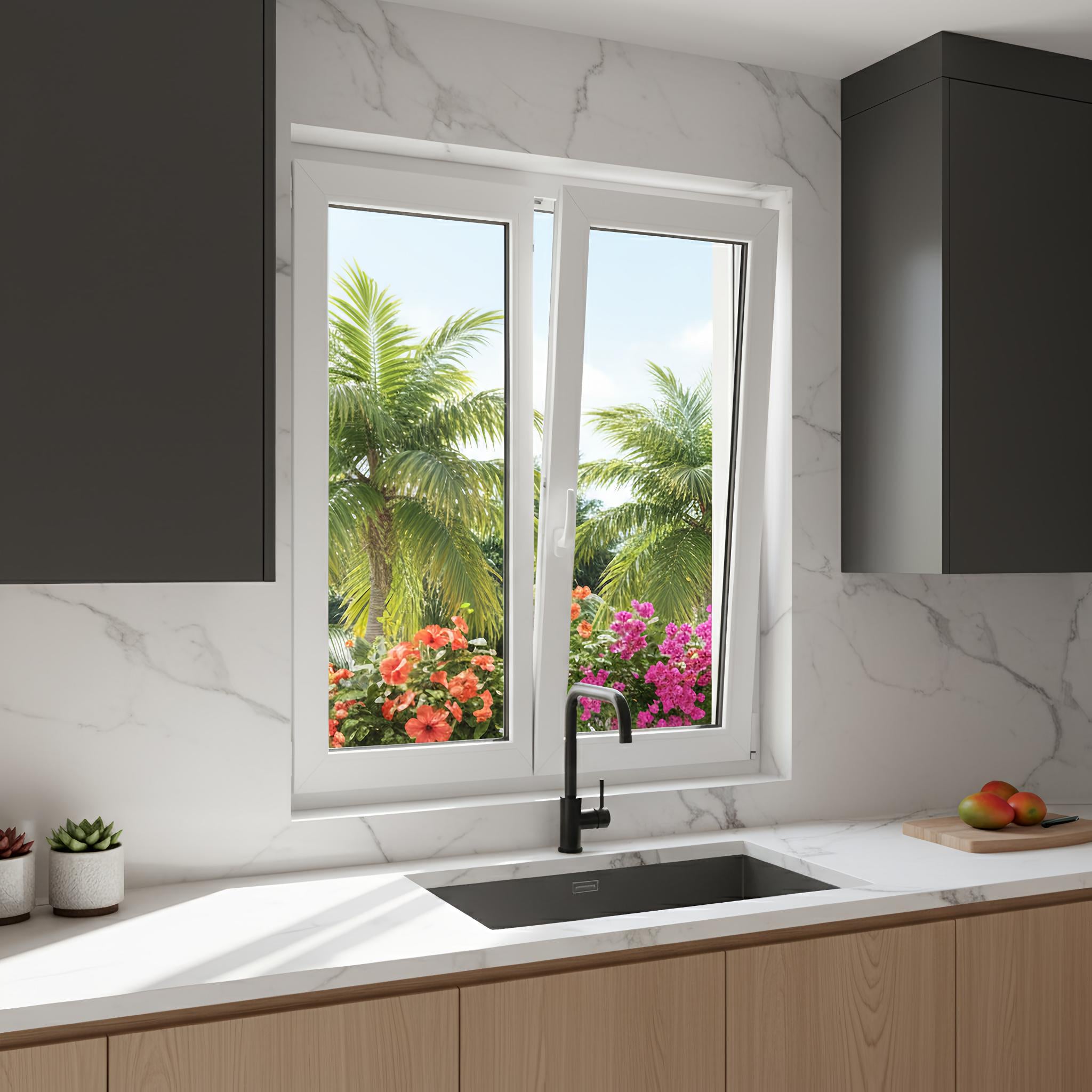 FENÊTRE PVC 2 VANTAUX AVEC PARTIE OSCILLO-BATTANTE