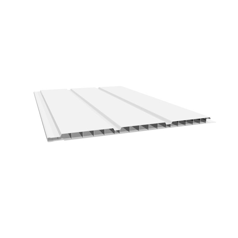 LAMBRIS ALVEOLAIRE 30 CM BLANC BRILLANT 3 FRISES - Pack 5 lames PVC intérieur/extérieur